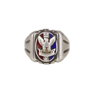 Vintage Sterling Silver Enamel 1940's BSA Eagle Scout Ring Sz