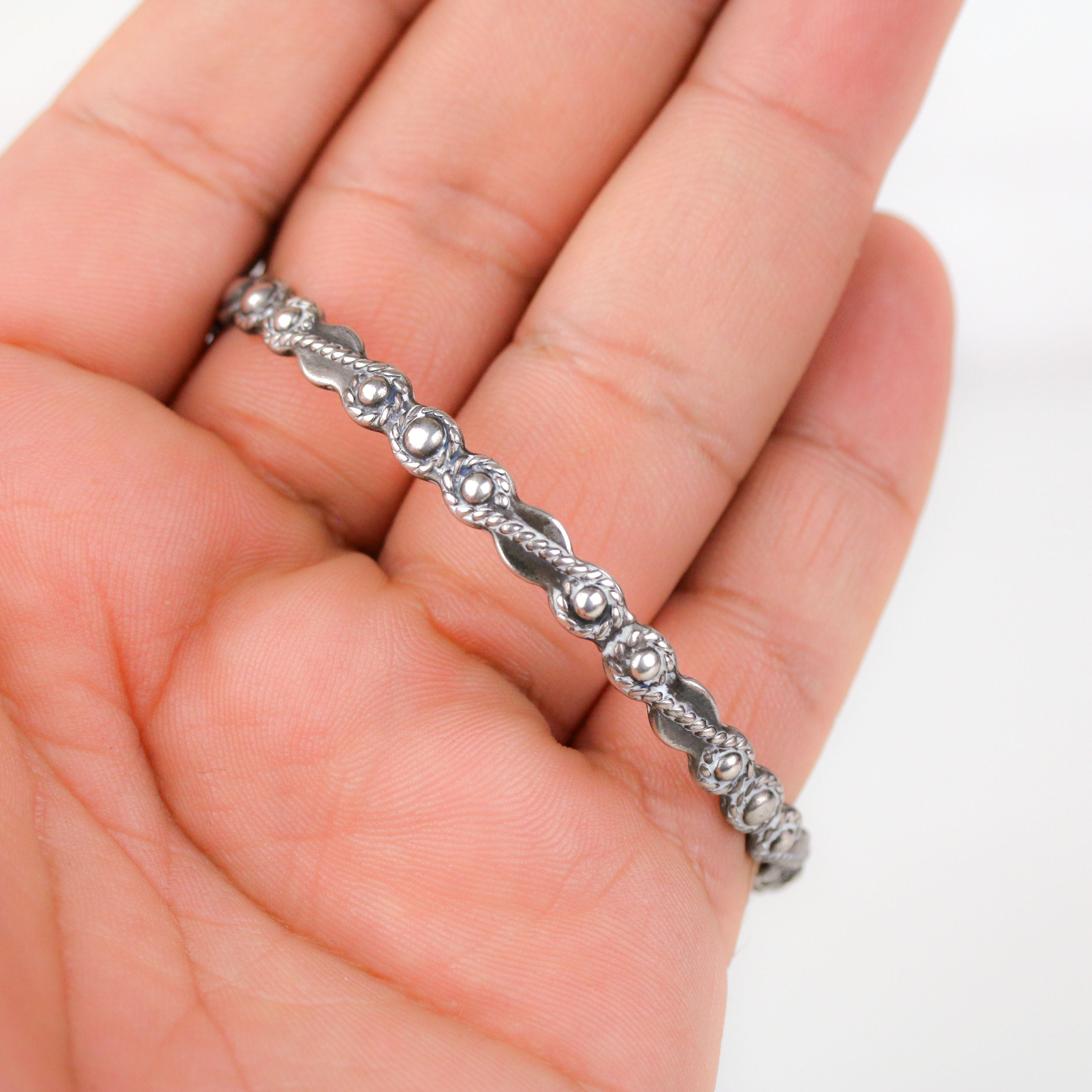 Old Fred Harvey Era Silver Arrow Western Rope Design Bangle