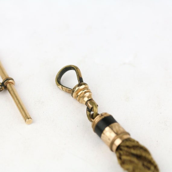 Antique Victorian Gold Filled & Onyx Woven Hair W… - image 5