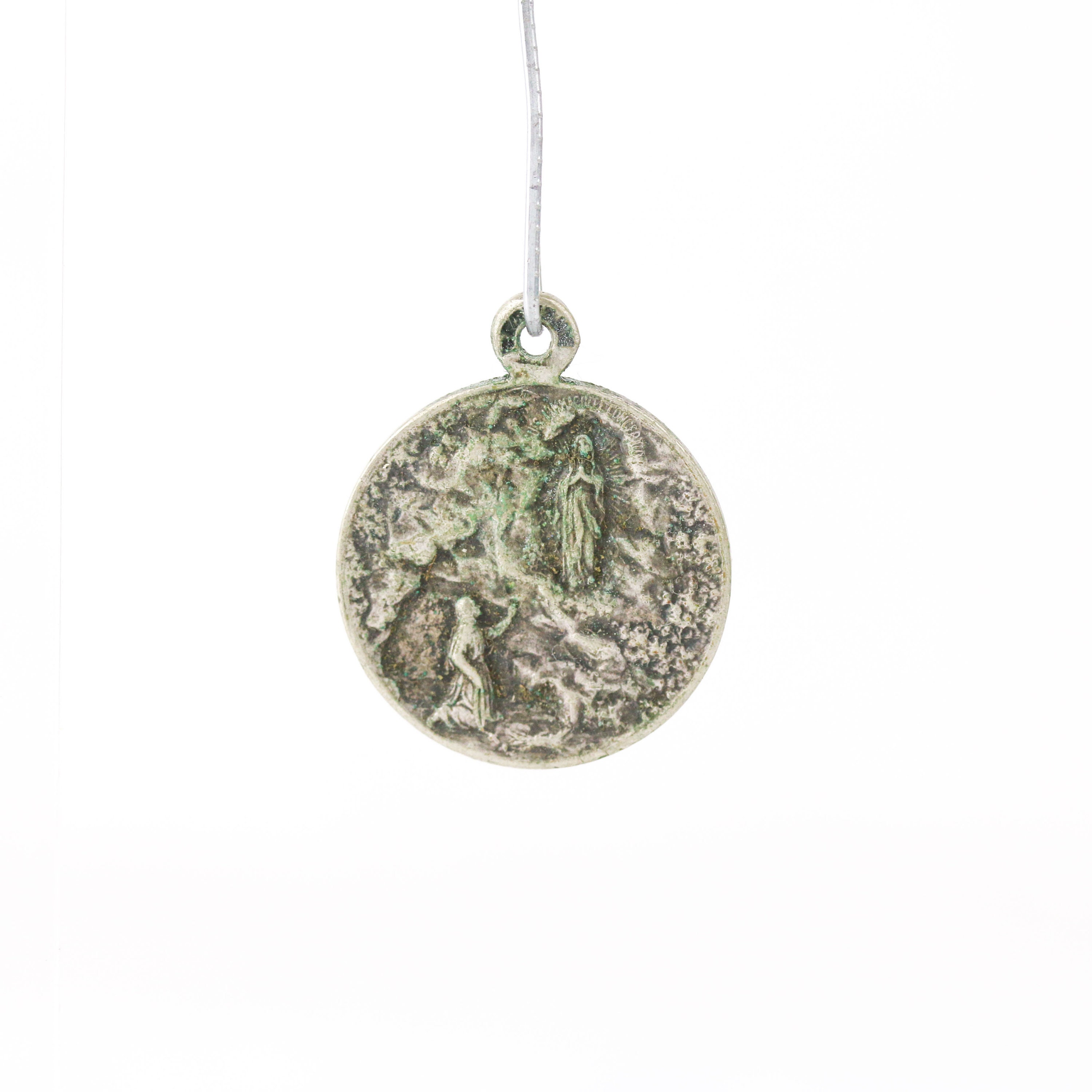 Vintage St. Bernadette / Our Lady of Lourdes Double Sided Silver Plated ...