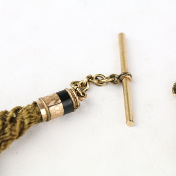 Antique Victorian Gold Filled & Onyx Woven Hair W… - image 4