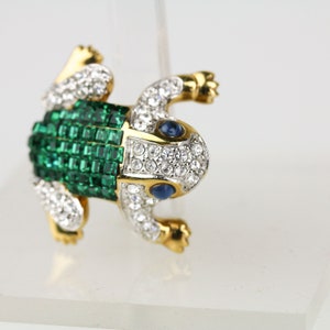 Vintage Signed Carolee Pave Rhinestone Frog Brooch image 2