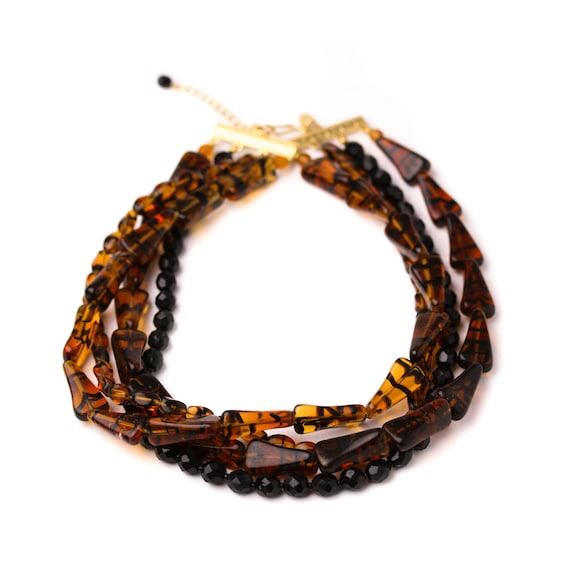 Rare Signed Kenneth Jay Lane Czech Art Glass 4 St… - image 1