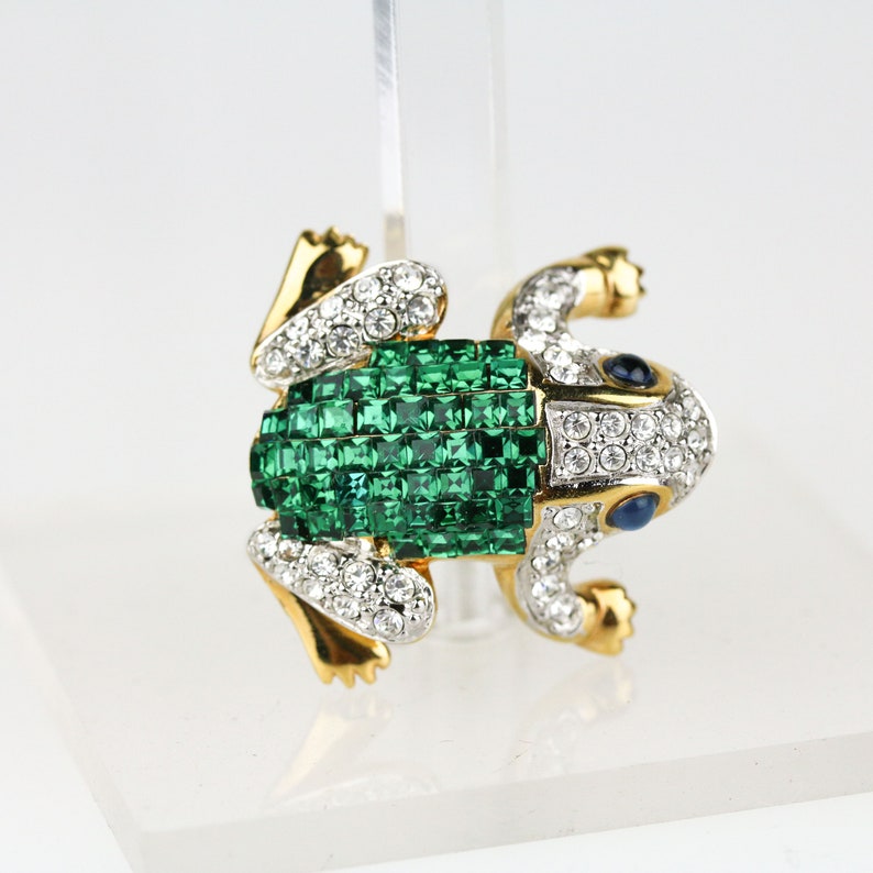 Vintage Signed Carolee Pave Rhinestone Frog Brooch image 3