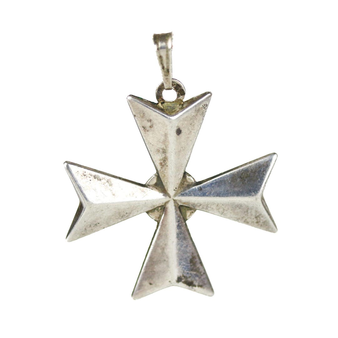 Vintage Sterling Silver Maltese Cross Pendant - Etsy
