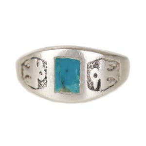 Old 1930&#39;s Navajo Fred Harvey Sterling Silver Turquoise Thunderbird Ring Sz 5.5