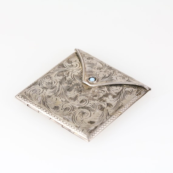 Antique Italian 800 Silver Engraved Envelope Comp… - image 2