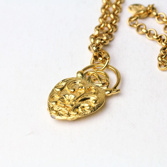 Vintage Signed Kenneth Jay Lane Rhinestone Heart … - image 3