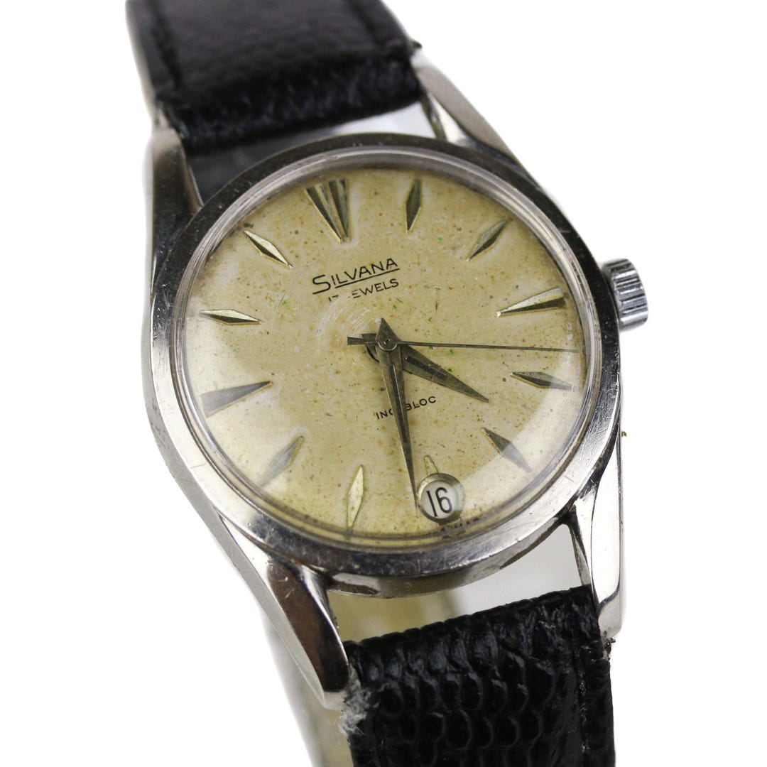 Vintage Silvana Date 17 Jewel Mechanical Wrist Watch Stainless - Etsy