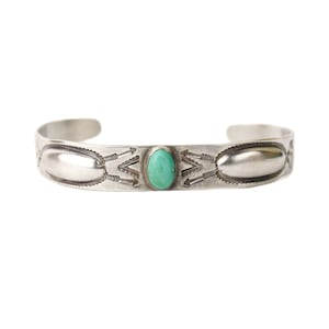 Vintage Fred Harvey Navajo Turquoise & Sterling Silver Thunderbird Whirling Log Bracelet