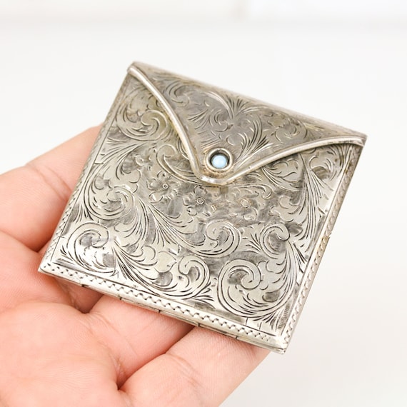 Antique Italian 800 Silver Engraved Envelope Comp… - image 9