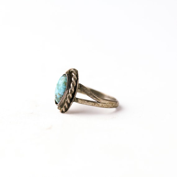 Old Navajo Sterling Silver & Morenci Turquoise Ri… - image 2