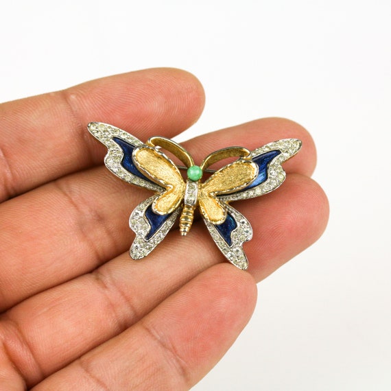 Vintage Signed Jomaz Enamel Rhinestone Butterfly … - image 6