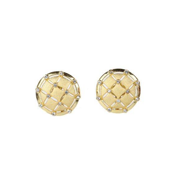 Vintage Crown Trifari Pie Crust Rhinestone Earrings