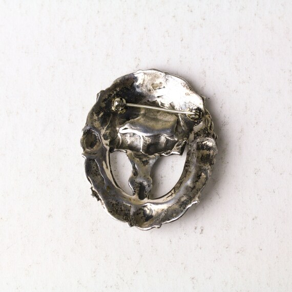 Antique Art Nouveau Sterling Silver Flower brooch - image 3