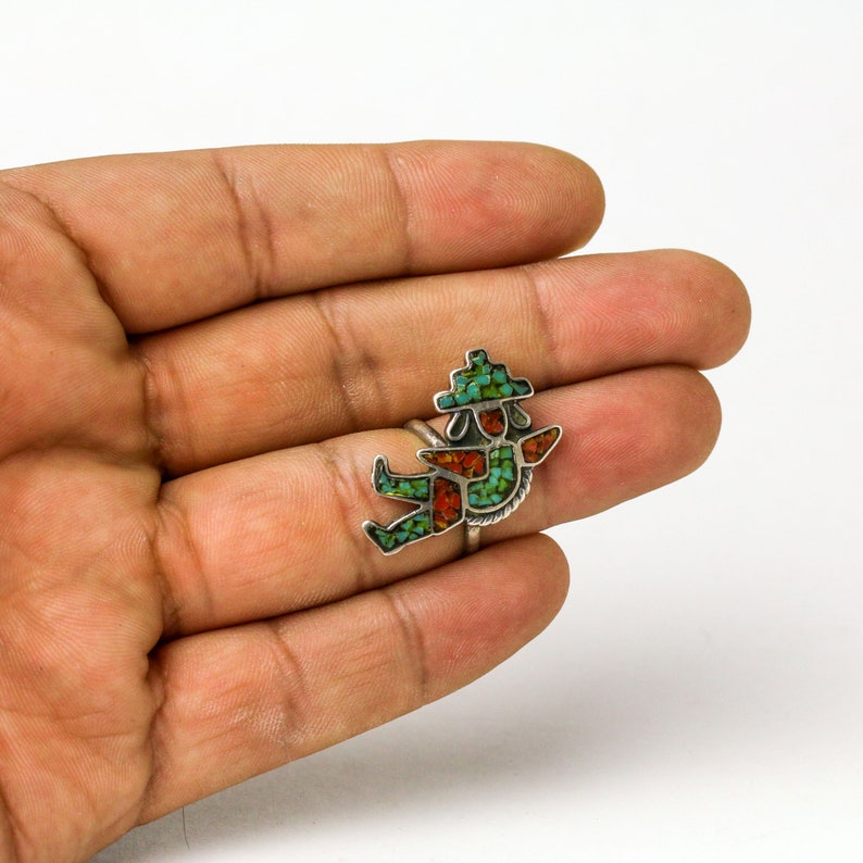 Vintage Hopi Knifewing Chip Inlay Ring Sz 8