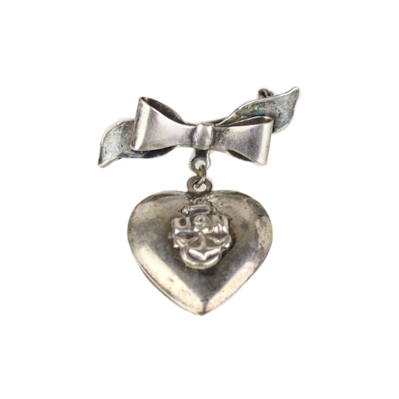 ★アメリカ軍＊１９４０年代＊９２５銀製SWEET HEARTピンブローチ（実物） USA製1940年代WW2ヴィンテージUSAAF Sweetheartマザーオブパール