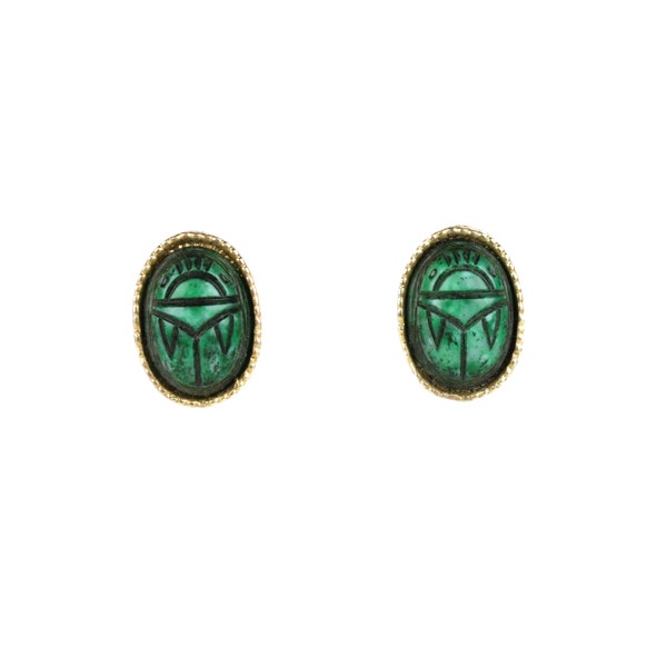 Vintage Egyptian Revival Scarab Clip-On Earrings