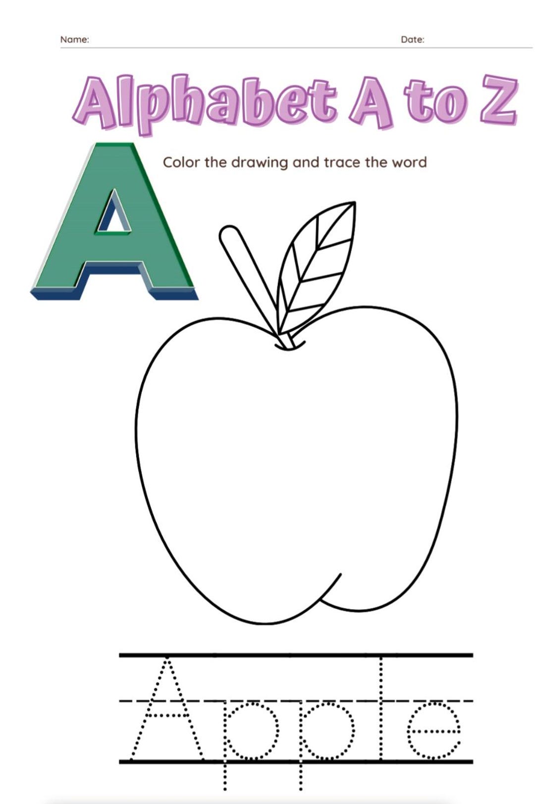 A to Z Alphabet Coloring Book | Educational Printable Activity for Kids ...
