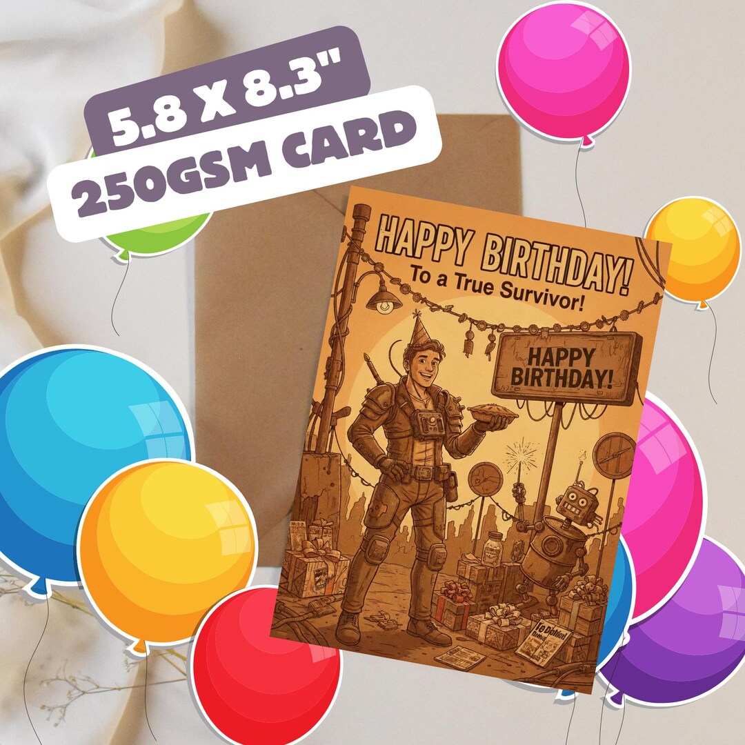 Fallout Inspired Birthday Card - Video Game Greeting Card - 5.8x8.5 ...