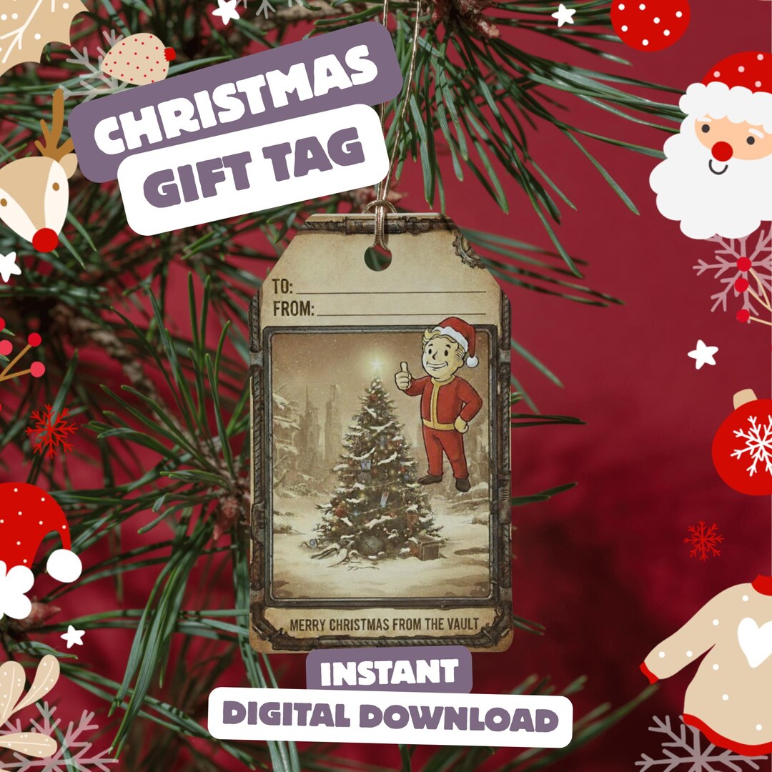 Fallout Inspired Christmas Gift Tags • Gamer Party Favor Tags • Digital ...