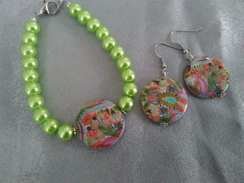 Tropical Lime Bracelet and Earrings Set