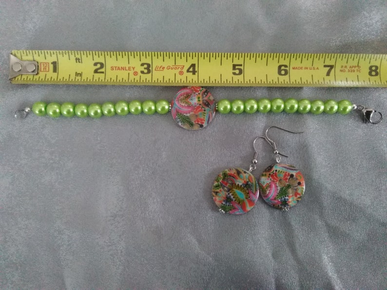 Tropical Lime Bracelet and Earrings Set