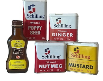 Vintage Spice Tins Schilling Spices Shakers Store Display Craft