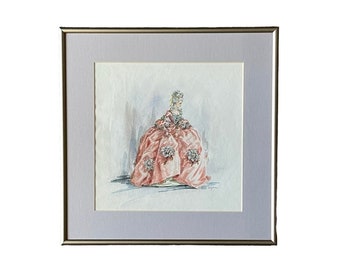 Original Vintage Watercolor Fashion Painting by Esther Wynn