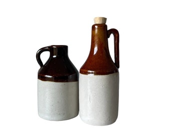 Pair Miniature Vintage Stoneware Jugs