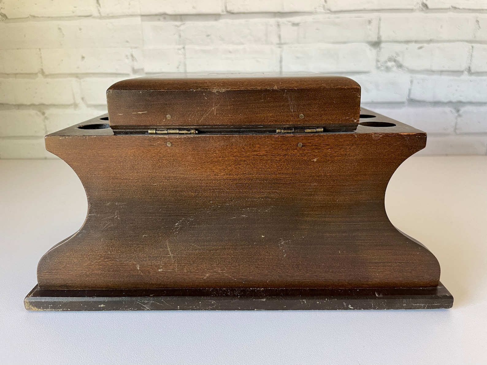 Vintage Wood Pipe Holder Stand With Humidor Box Etsy