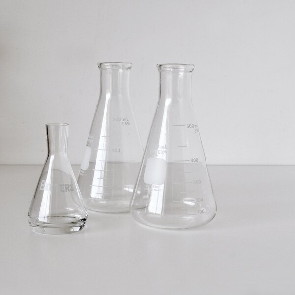 Vintage Science Lab Beakers Flasks & Bitters Bottle