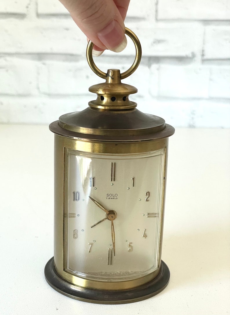 Rare Vintage French Solo 7 Jewels Carriage Alarm Clock image 2