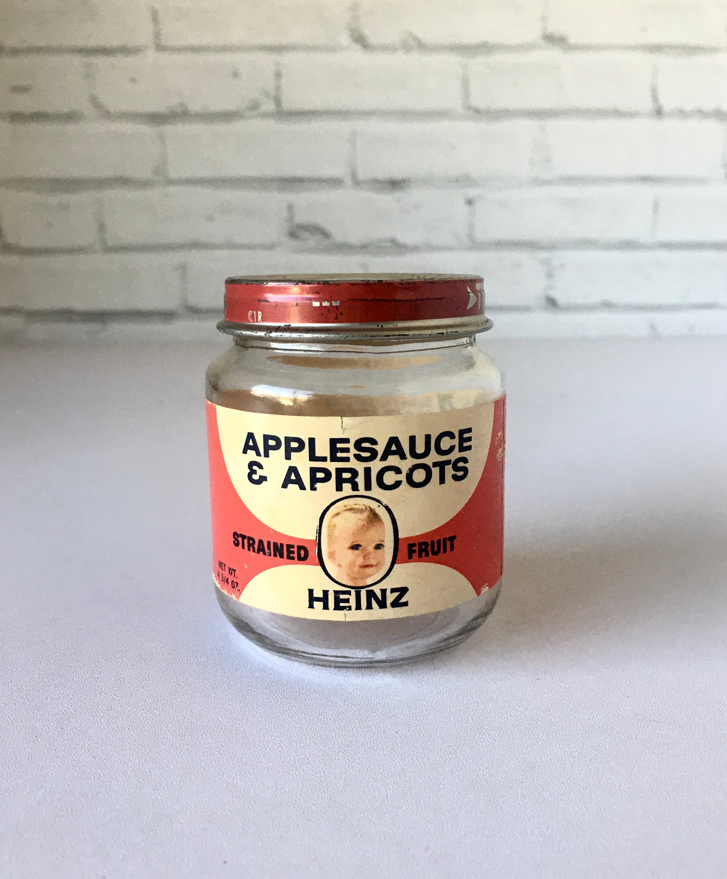 Vintage 1960s Glass Heinz Baby Food Jar Applesauce Apricots