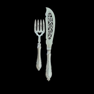 Pair Antique English Fish Servers Fish Knife Fish Serving Fork