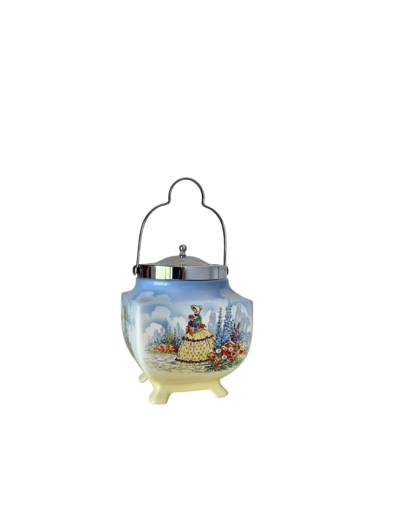 English Biscuit Barrel L & Sons Ltd Hanley England Crinoline Lady