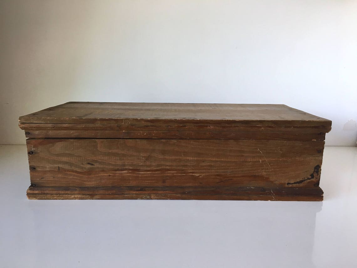 Vintage Wood Toy Chest Boys Tool Box With Hand Carved Wood Etsy