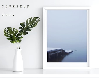 Winter Pier Photography Print – Frozen Sea Landscape | Nordic Minimalist Wall Art