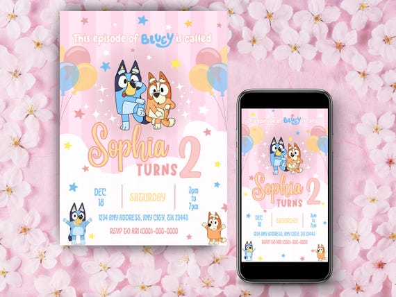 Bluey birthday invitation | Bingo birthday invitation | Editable bluey and bingo birthday invitation | Canva Editable | Toddler Birthday