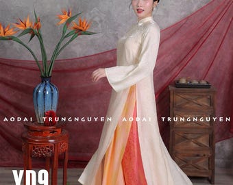 Ao Dai de seda metalizada, vestido vietnamita moderno, atuendo para el Año Nuevo Lunar (pantalones incluidos)