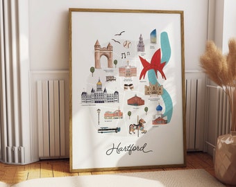 Hartford Painting Hartford Map Wall Art Hartford Wall Decor Hartford Art Hartford Living Room Decor