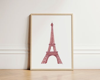 Paris Pink Eiffel Tower Painting Paris Eiffel Tower Wall Art Paris Wall Decor Pink Eiffel Tower Art Paris Nursery Decor