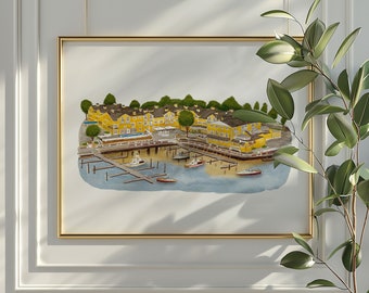 Saybrook Point Resort en Marina kunst aan de muur Saybrook Point wanddecoratie