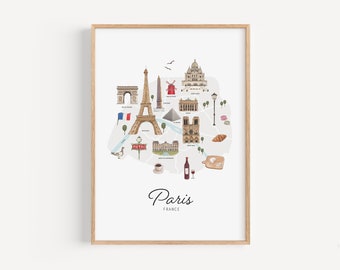 Paris Painting Paris Map Wall Art Paris Wall Decor Paris Art Paris Living Room Decor