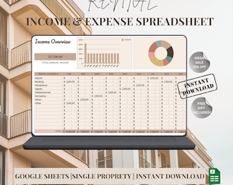 Rental Property Income and Expense Tracker for Google Sheets & Excel | Landlord Bookkeeping Log for Airbnb, VRBO and Long Term Rentals