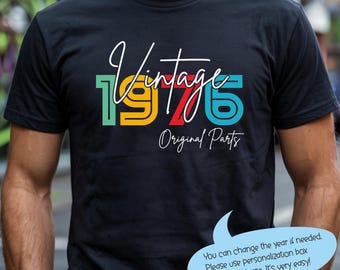 1976 Birthday T-shirt Original Parts Vintage Retro Classic Style 50th Birthday Gift 70's Limited Edition
