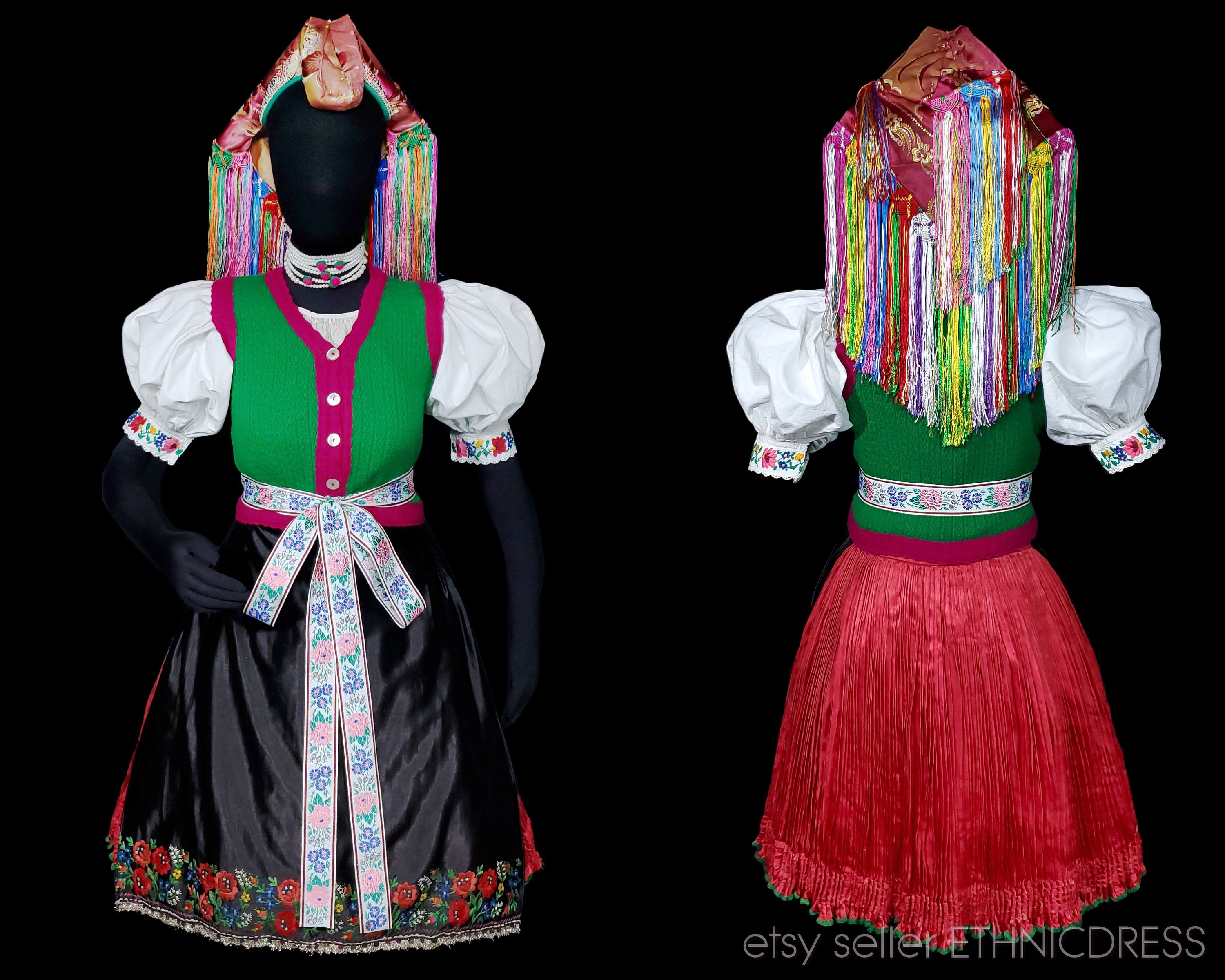 Vintage Hungarian Folk Costume Rimoc Paloc Hungary Traditional Embroidered  Blouse Red Skirt Handmade Vest Rare Headdress Brocade Shawl Art -   Canada