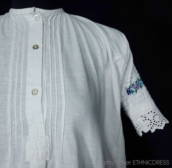 Antique Hungarian folk costume blouse from Hostov… - image 2