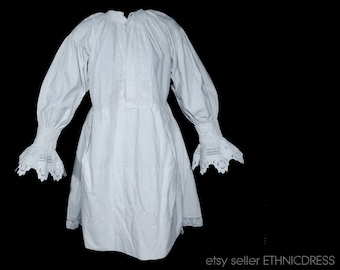 Croatian folk costume dress from Draganic Jastrebarsko | white cotton w/ hand embroidery | traditional ethnic blouse peasant clothing Balkan