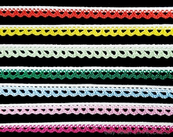 VINTAGE folklore edging trim from Czechoslovakia - 7 colors | Czech Slovak folk costume sewing embellishment lace ribbon red blue green pink